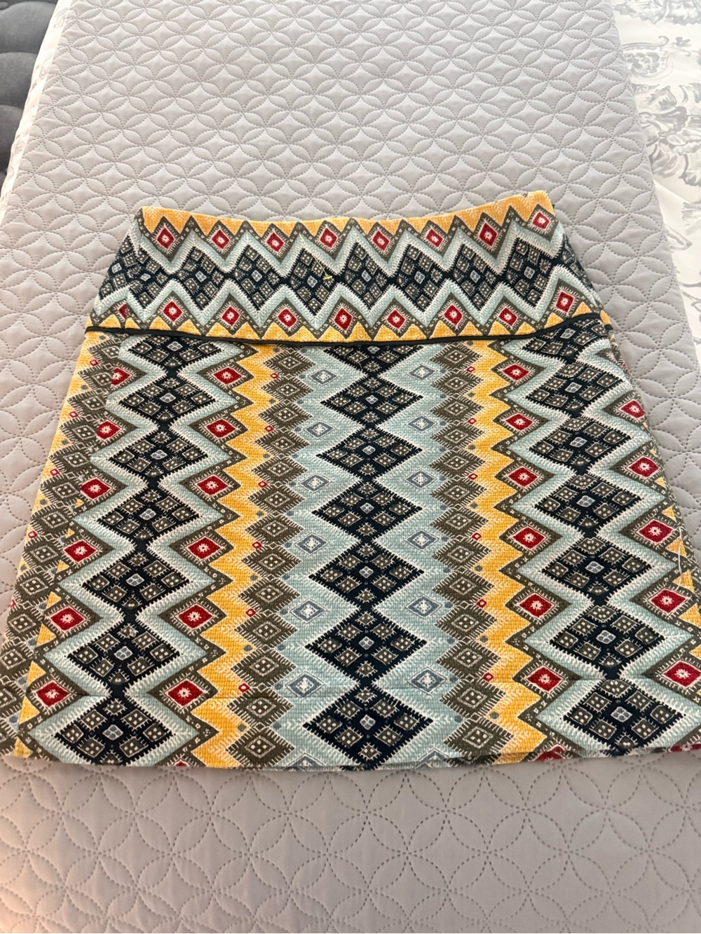 LOFT Yellow, Black, Red & Light Blue Geometric Mini Skirt